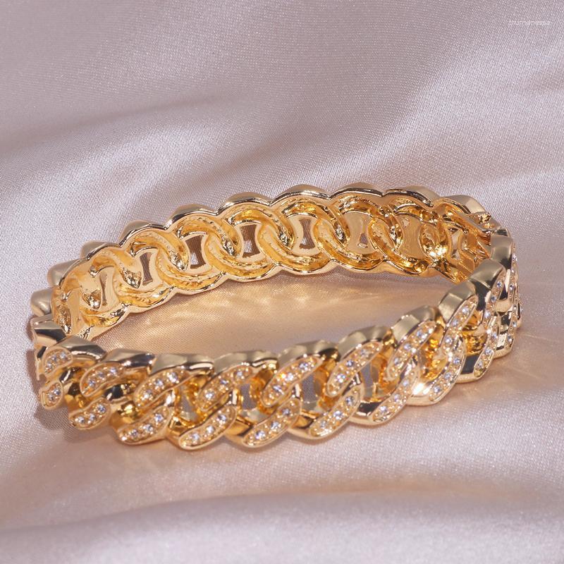 

Bangle Miami Cuban Bracelet Rhinestone Alloy Link Chain Bracelets Hip Hop Fashion Punk Jewelry Gold Color Charm Bangles Raym22