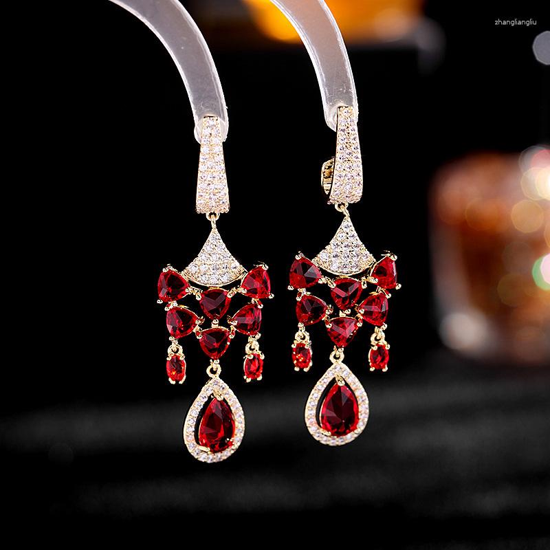 

Dangle Earrings Retro Court Style Female Color Cubic Zirconia Tassel Bohemia 925 Silver Needle Geometric For Women