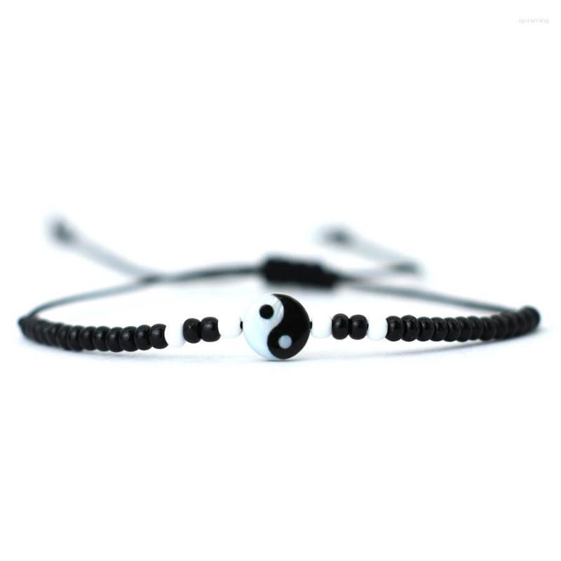 

Charm Bracelets Small Handmade Black Miyuki Beads Taiji Bracelet Charms Adjustable Rope Bagua Braclet For Men Armband Jewelry Homme