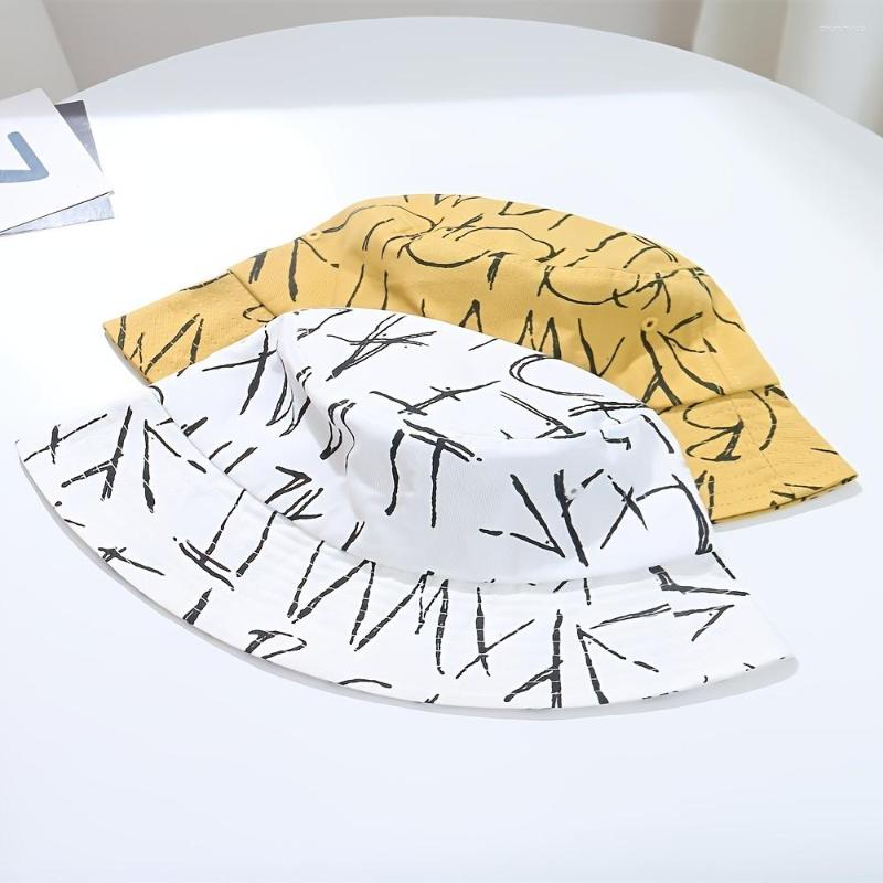 

Beanies Trendy Letter Print Bucket Hat Fisherman Sun Travel Hiking Beach Cap Casual For Women Men Couple Year Presents Valentine's Gifts, White