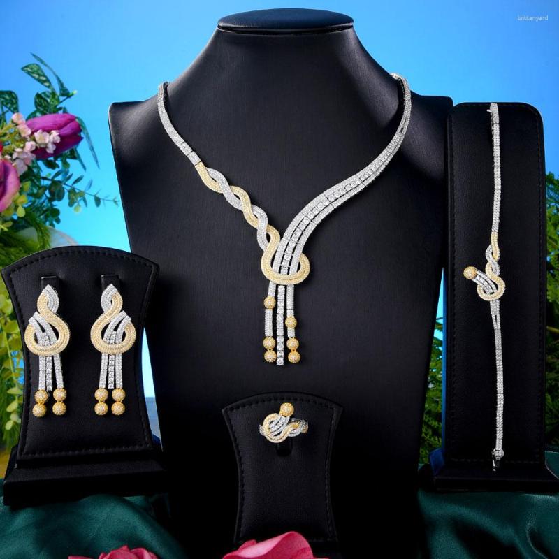 

Necklace Earrings Set GODKI Flowers Drop Luxury Jewelry For Women Wedding Party Zircon Crystal Dubai Bridal Gift, Picture shown