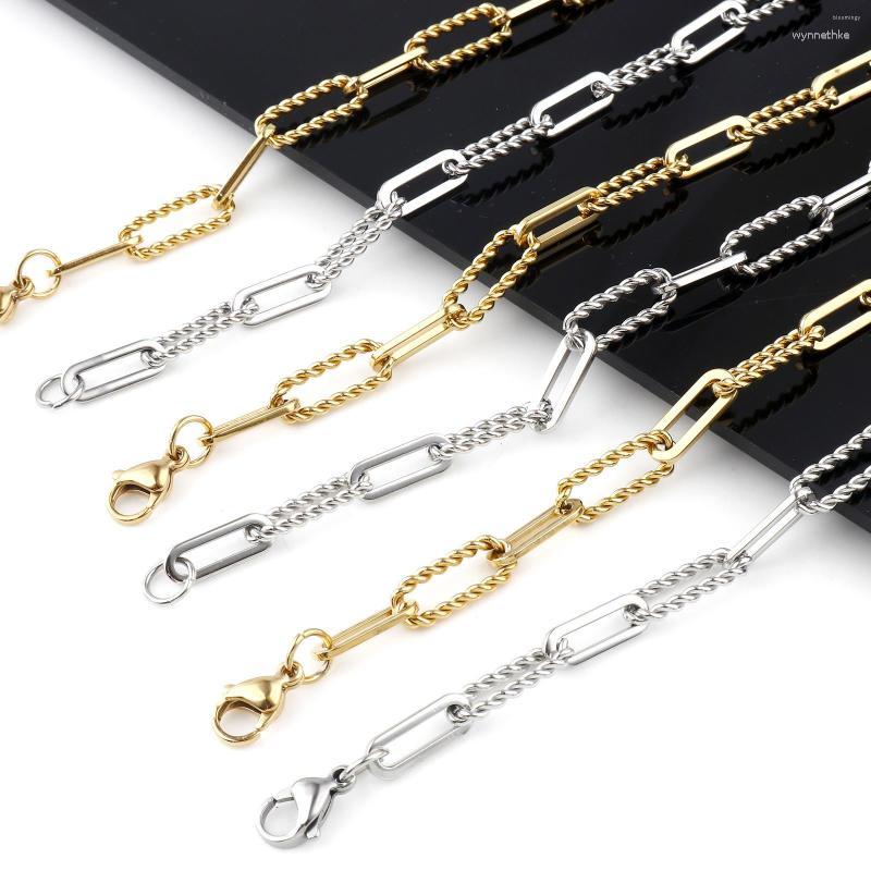 

Chains 2023 High Quality 304 Stainless Steel Link Cable Chain Necklace Multicolor Silver Color Bracelet For Men Women Jewelry Gift Set