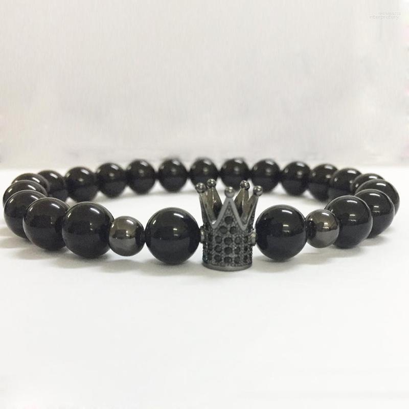 

Strand Vendimia Fashion Buddhist Buddha Black Crown Charm Lava Beads Bracelets Jewelry Prayer Hand Made Natural Stone Bracelet