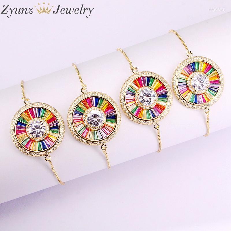 

Link Bracelets 6PCS Brilliant Rainbow Crystal Charm CZ Micro Pave Colorful Zirconia Chain Lady Girl Fashion Jewelry Gifts