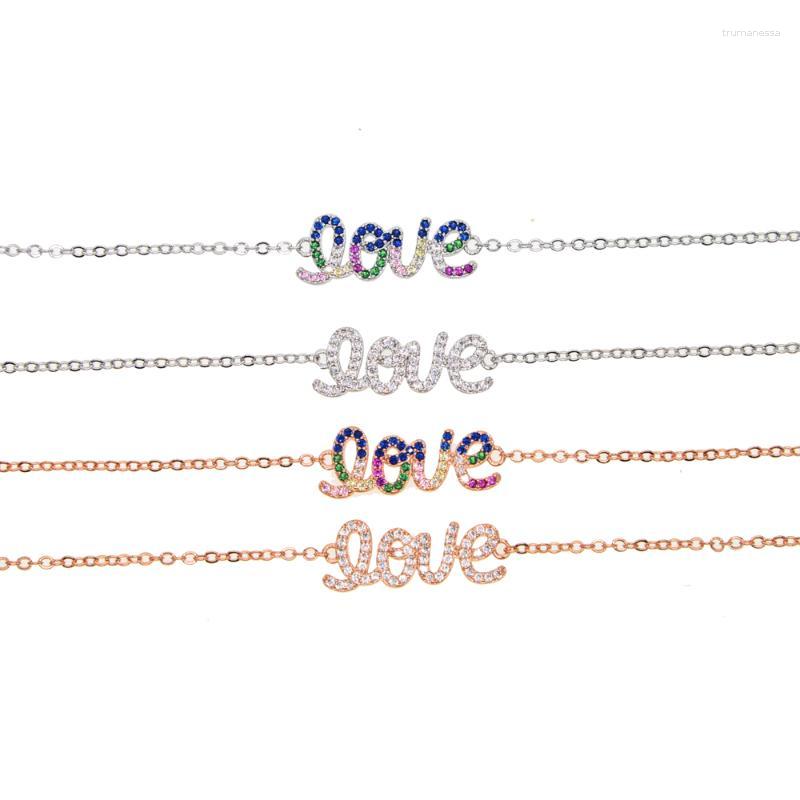 

Link Bracelets Chain Arrive Women Lovely GIRL 4 Colors CZ Crystal Charm Bracelet For Cute Lover Wedding Valentines Day Jewelry GiftLink