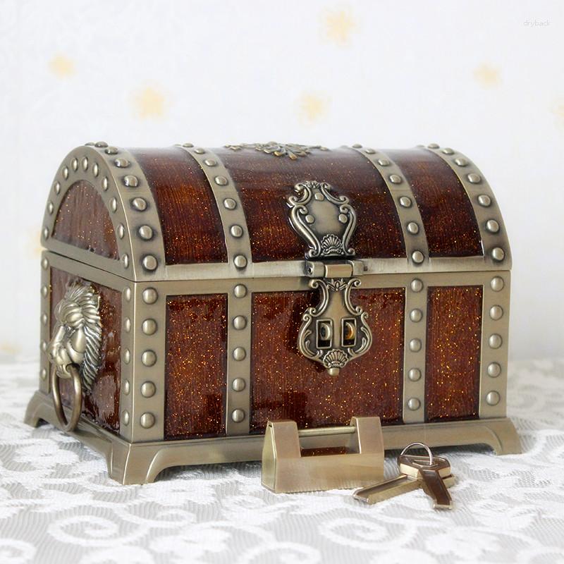 

Jewelry Pouches Size L Bronze Color Enamel Treasure Box Fashion Metal Case Trinket Alloy Perfect Gift