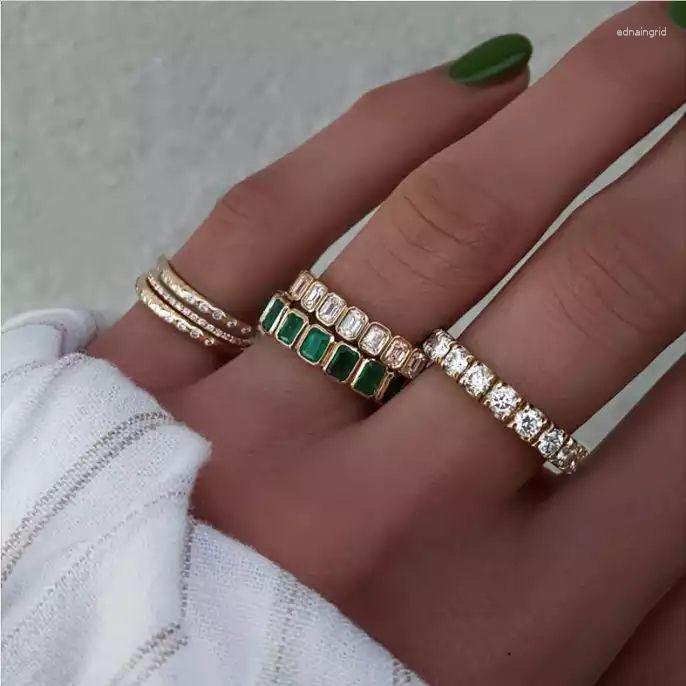 

Cluster Rings 2023 High Quality Delicate 925 Sterling Silver Geometry Cubic Zirconia CZ Charm Women Fashion Wedding Engagement Jewelry