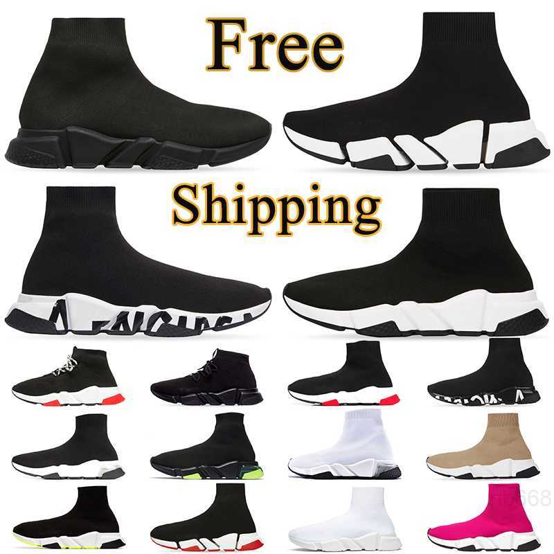 

Designer sock casual shoes Platform mens trainers knit speed 2.0 1.0 trainer triple balck white red pink Clear Sole Lace-Up outdoor sneakers, 36-40 black pink sole