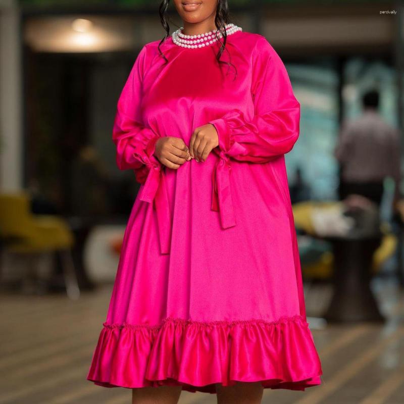 

Ethnic Clothing 2023 Summer Plus Size Casual Dress Sexy Evening Party Pearl Neck Robe African Clothes Women Dresses For