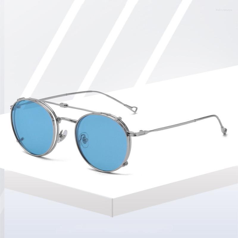 

Sunglasses Frames TGCYEYO Steampunk Round Anti Blue Light Glasses With Clips Uv400 Protect Polarized Magnetic Clip On Shade For Unisex