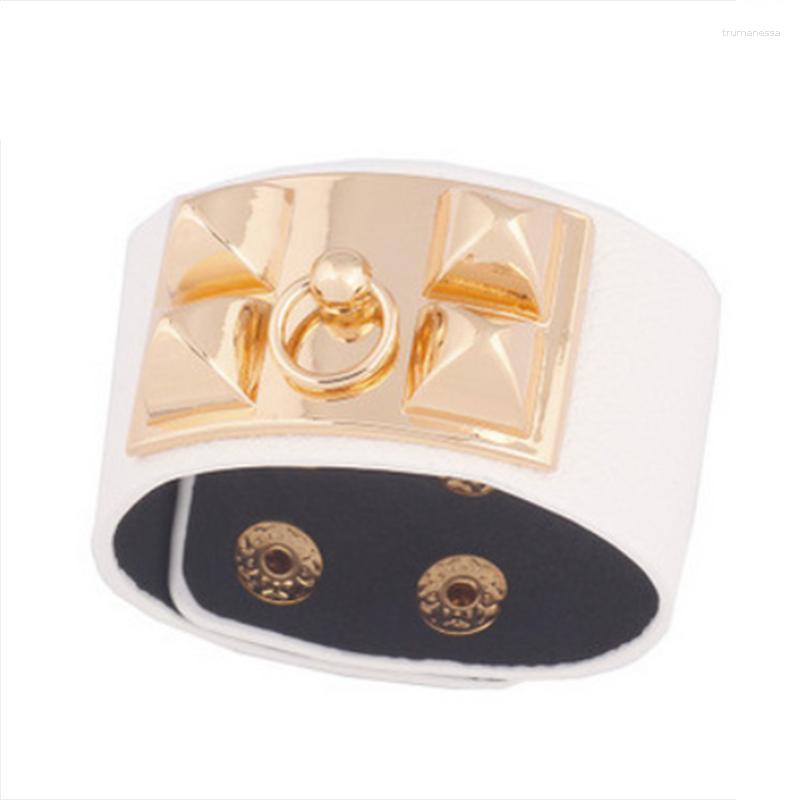 

Bangle Punk Bracelet Unique Rivet Stud Wide Cuff Exaggerated Leather Gothic Rock Unisex Christmas Gift For Women Raym22