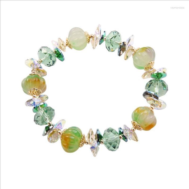 

Strand Beaded Strands 2023 Summer Natural Glass Pumpkin Beads Meaning Peace And Good Fortune High-grade Luxury Bracelet Female Bungee Cord