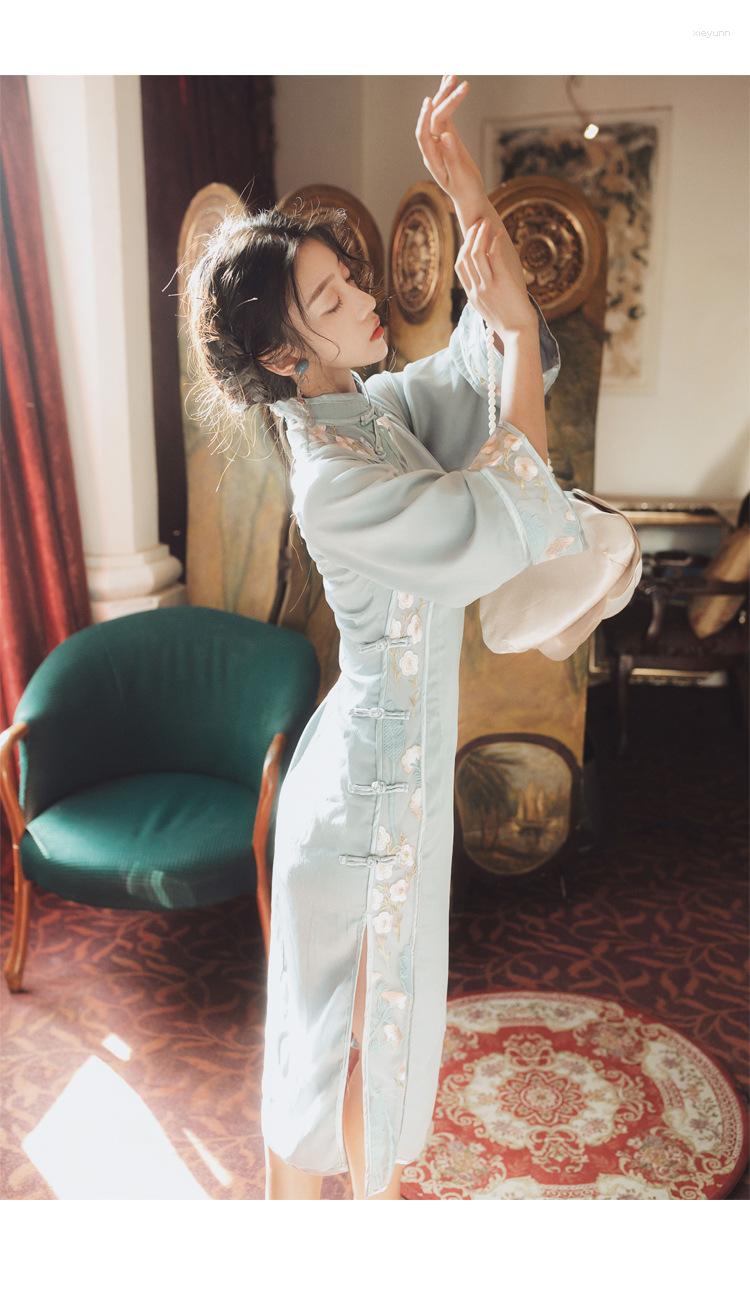 

Ethnic Clothing Chinese Style Young Girl Cheongsam Improved Version Of Dress Autumn And Winter 2023 Long Elegant Qipao Modern