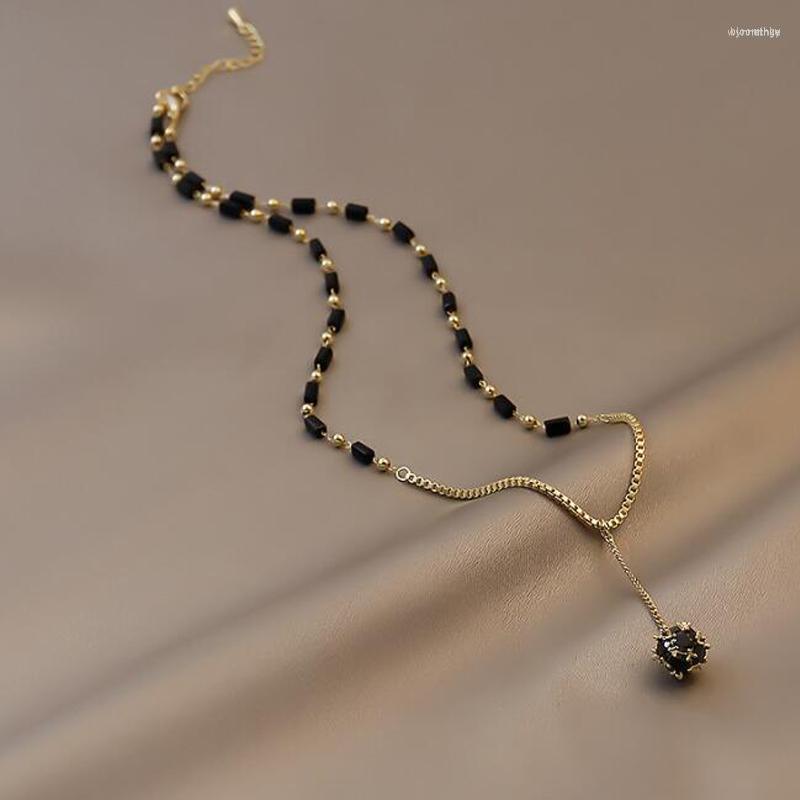 

Chains 2023 Jewelry For Women's Mysterious Sexy Black Crystal Zircon Ball Pendant Necklaces Party Luxury Necklace Girls Accessories