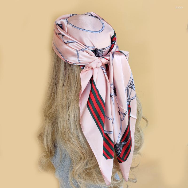 

Scarves Silk Scarf Scarftop Headwraps For Women Vintage Four Seasons Hair Scarve 90 90cm Hijab Foulard Iuxe Bandana Femme Headscarf