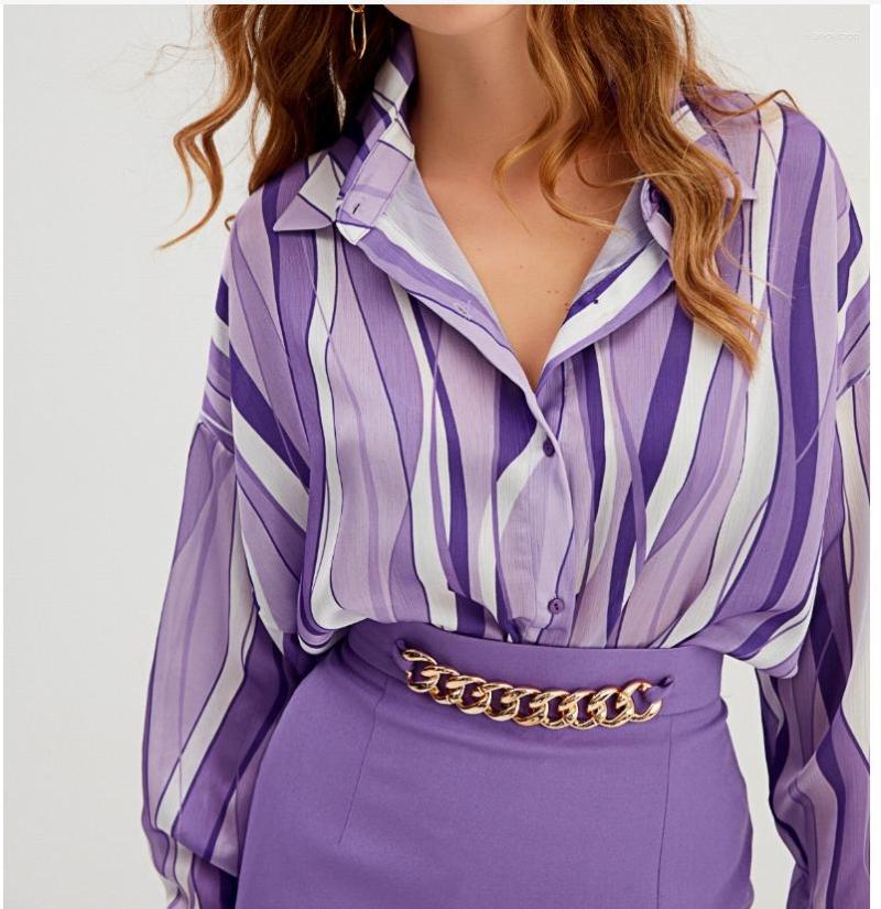 

Women' Blouses Casual Striped Pring Long Shirt Blouse Women' Elegant Sleeve Button Shirts Spring Autumn Office Lady Loose Thin Top, Style1