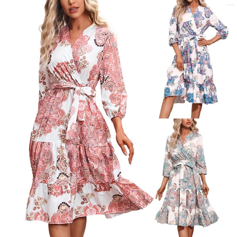 

Casual Dresses Summer Elegant Print Daily For Women Party Gowns, Sky blue