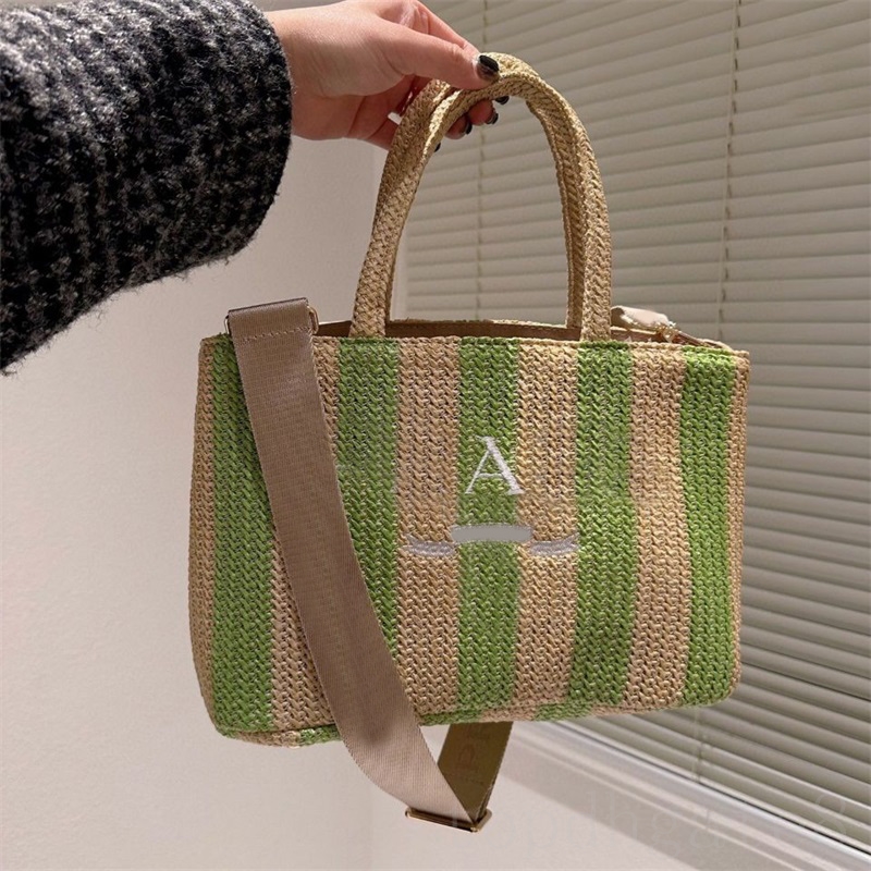 

Fashion woven bag with zipper crossbody designer bags summer outdoor portable purses black green white decorative traveler canvas shouler bags luxury XB021 C23, 13