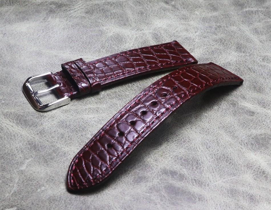 

Watch Bands 18mm 20mm Vintage Style Wine Red American Alligator Leather Watchband Strap Men Women Bracelet