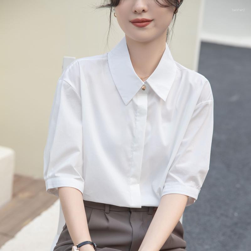 

Women' Blouses Large Size Women White Shirt Female Half Sleeve Summer Loose Blouse All-match Professional Breathable Cool Top KL15, Blue