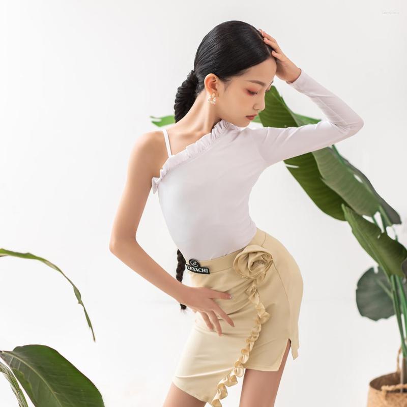 

Stage Wear Children Single Sleeved Latin Dance Skirts Suit For Girls Practice Clothes Rumba Tango Dress DQS10844, Picture shown