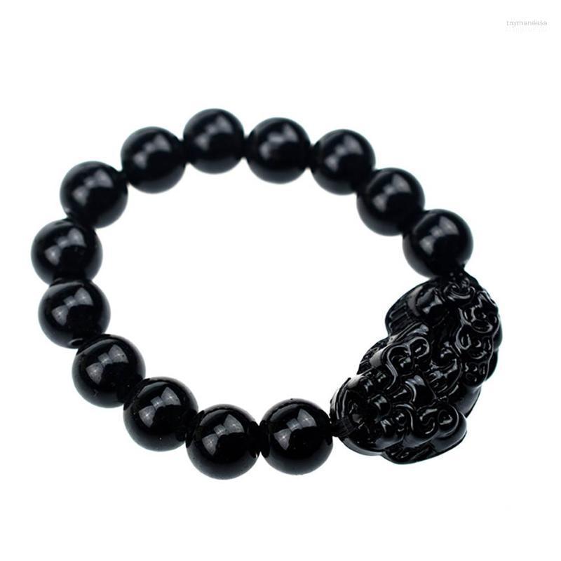 

Strand Lucky Buddhism Men Pixiu Natural Bracelet Amulet Charms Stone Beads Bangle Women Black Jewelry Obsidian Beaded Strands Raym22