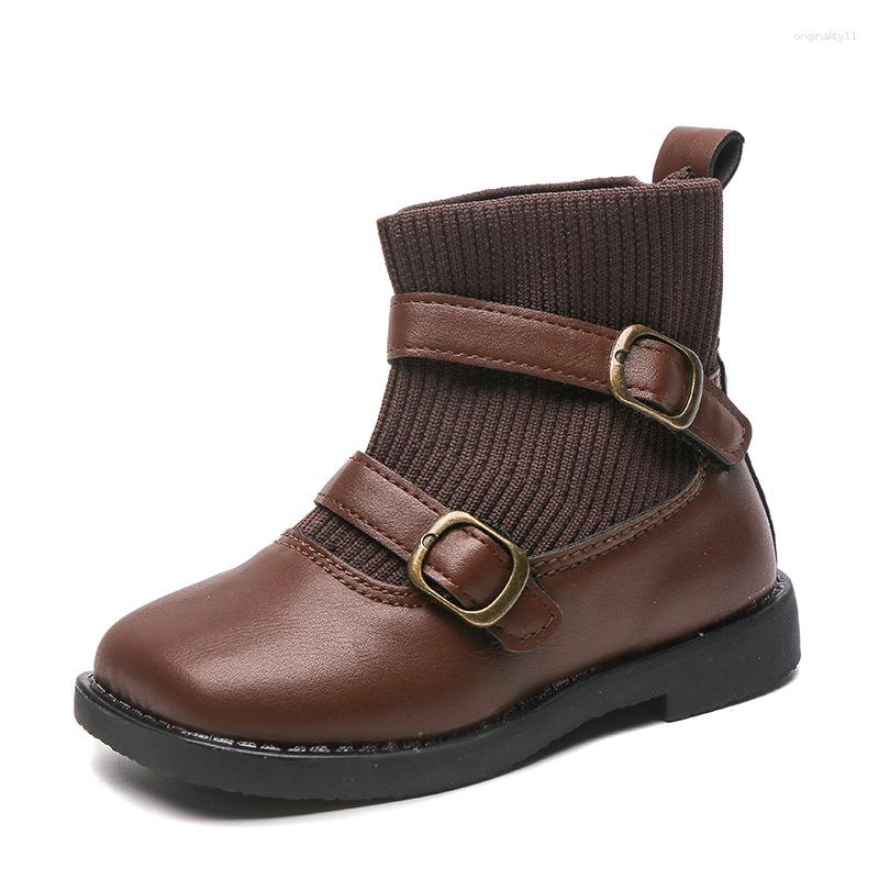 

Athletic Shoes Girls High Top Socks Boots Children's Ankle Fashion Princess Toddlers Baby Girl Kids Leather Flats 21-35, Brown