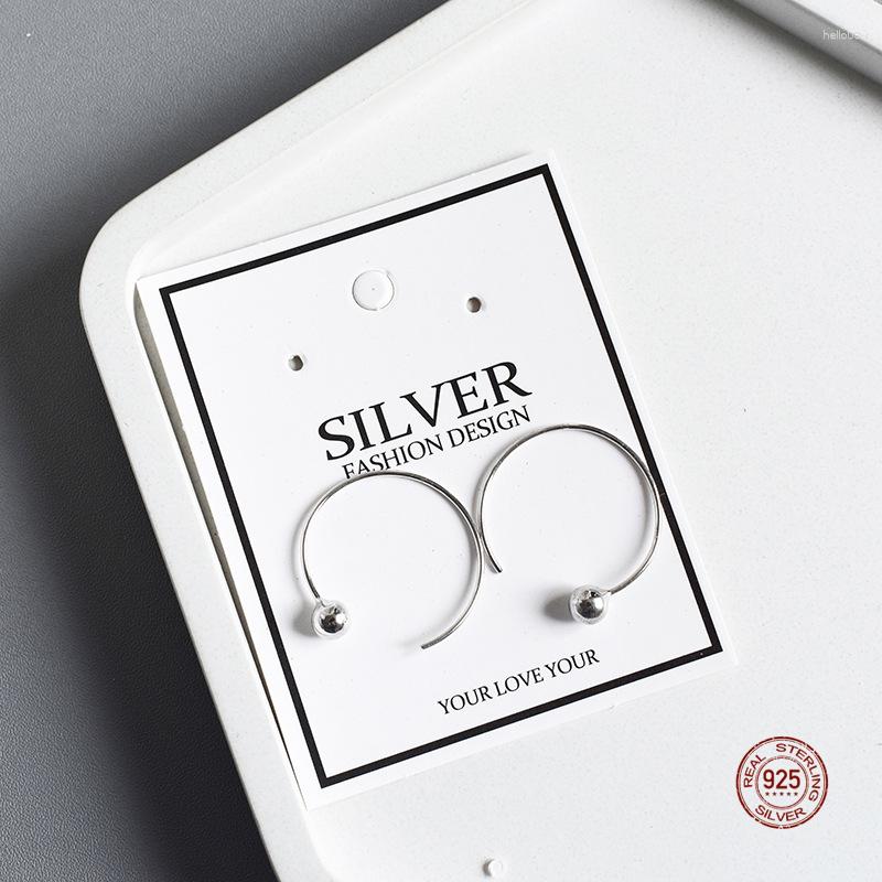 

Dangle Earrings LKO Real 925 Sterling Silver Classic Simple Geometry Round Bead For Women Party Fashion Jewelry Ornaments