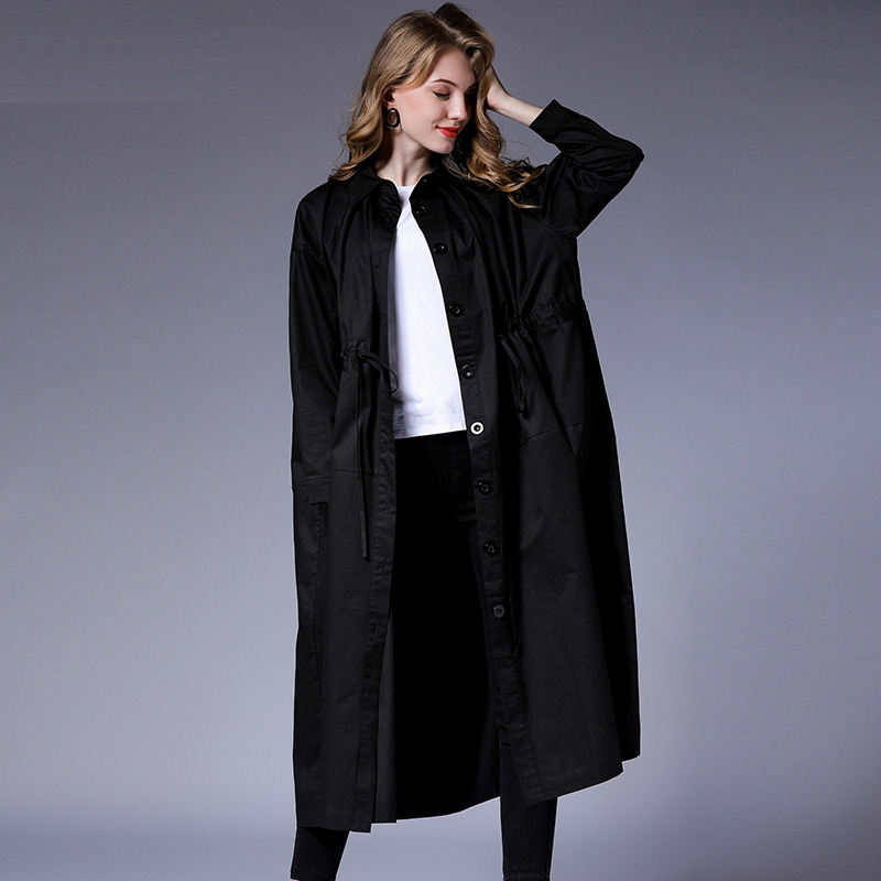 

Women's Loose Fashion Plus Size Trench Coat Sequins Collect Waist Skinny Elegant Coat Oversize Long Sleeve Casual Long Coats, Yellow