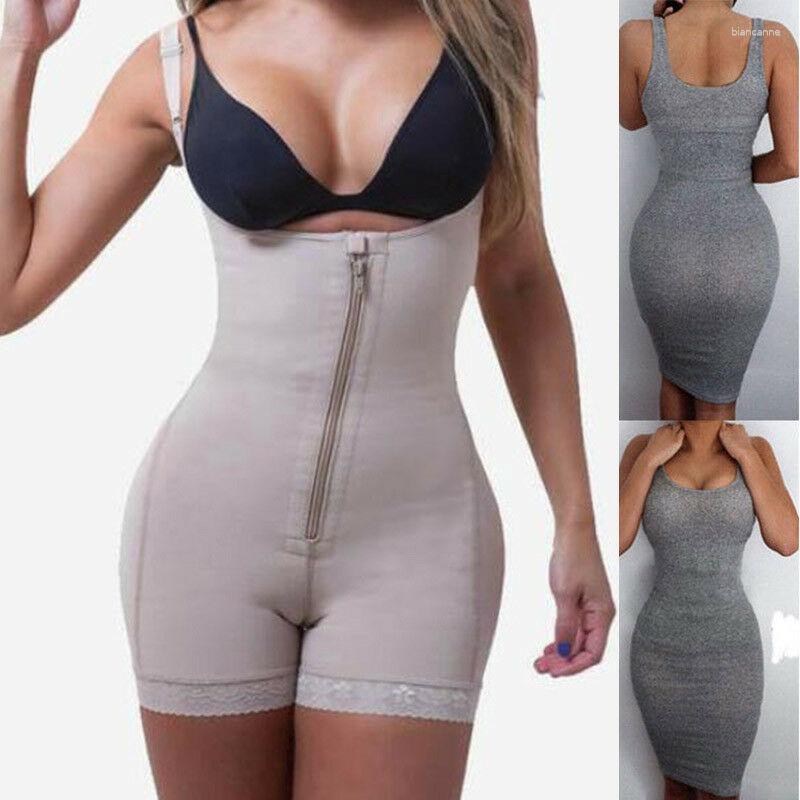 

Women' Shapers Full Body Shapewear Compression Garment Corset Firm Tummy Control Zipper Front Open Bust Latex Bodysuit Slimming Thigh Plus, Beige