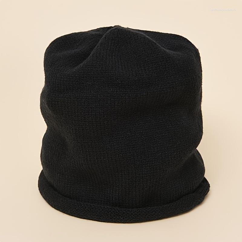 

Beanies Women's Woolen Knitted Hats Fashion Simple Solid Color Warm In Autumn And Winter Valentines Gifts, Black