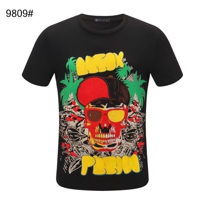 

Phillip Plain Summer Mens Designer T Shirts Men Tees Wear Round Neck Sweat Absorbing Short Sleeves Outdoor Breathable Cotton Lovers Clothing Pp Skulls Printed, White