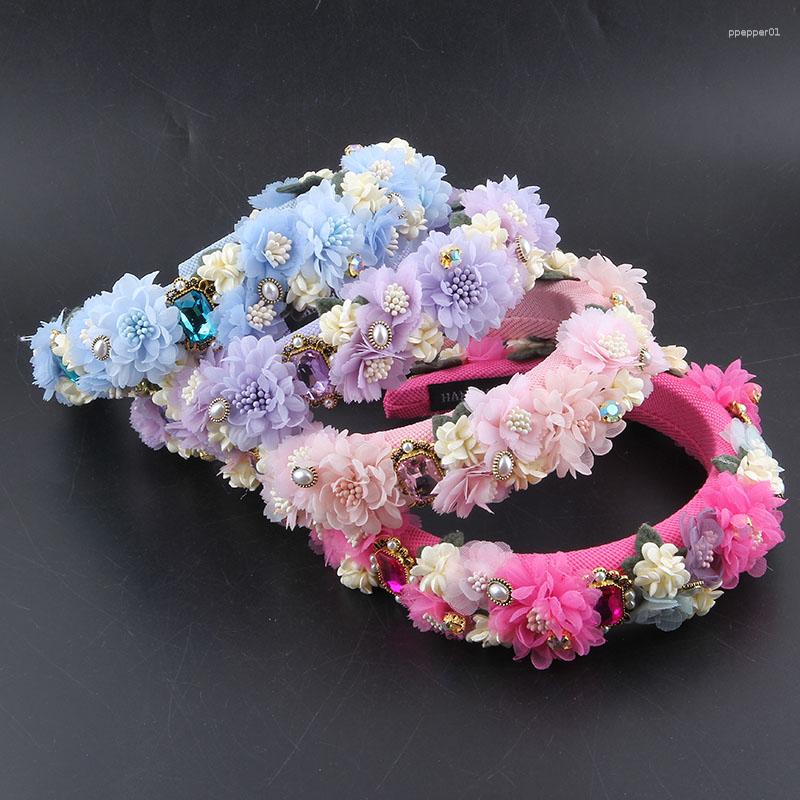 

Hair Clips Lace Fabric Flower Sponge Headbands Fashion Accessories Trendy Party Rhinestone Hairband Band Girl Headwear 28