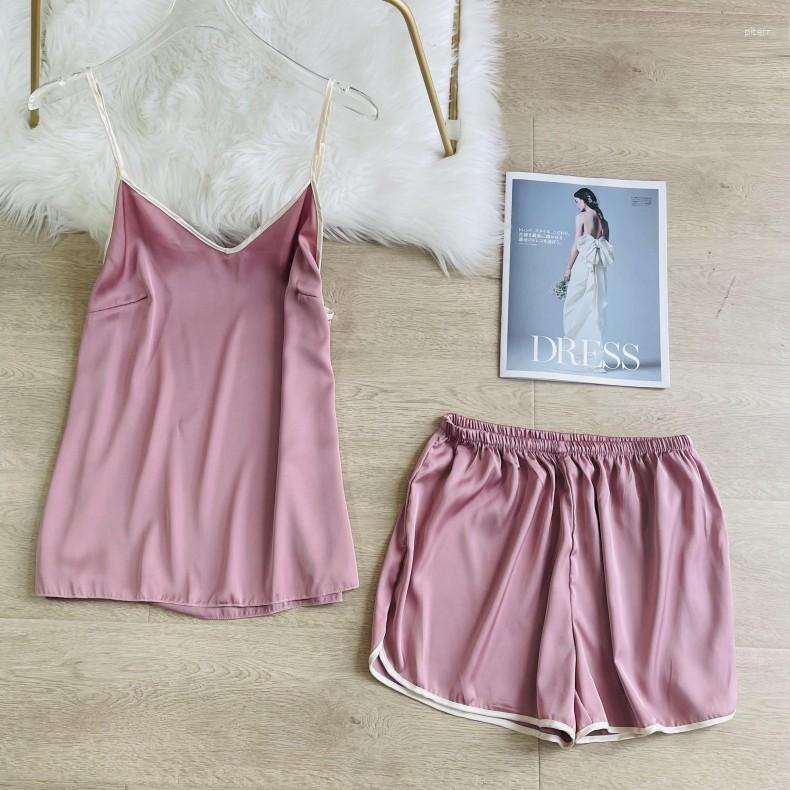 

Women's Sleepwear Summer Women Strap Top Nightgown&Shorts Pajamas Sets 2PCS Sexy Nightdress Loungewear Nightwear Underwear Home Clothes, Pink