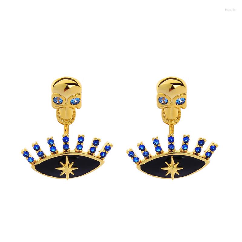 

Stud Earrings Vintage Earring Bohemia Punk Crystal Copper Eye Skull For Women Handmade Wholesale Sorority Gift