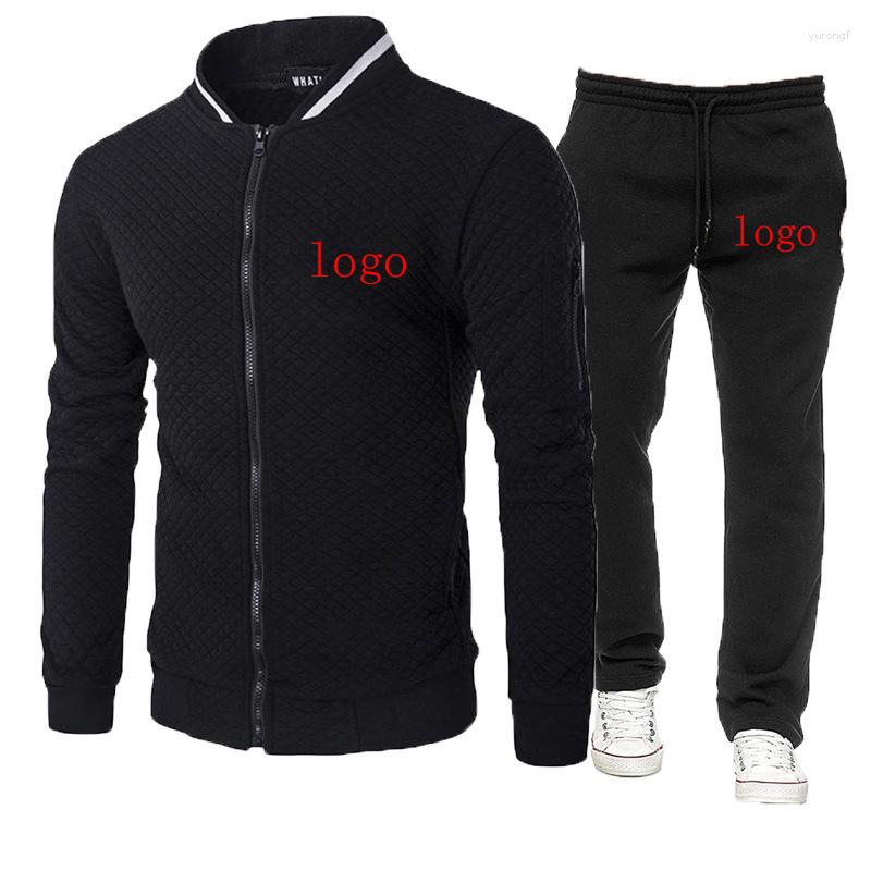 

Men's Tracksuits Logo Customization Printing Men's Fashion Zipper Jacket Hip Hop Spring Autumn Fitness Running Sportswear Sportpants