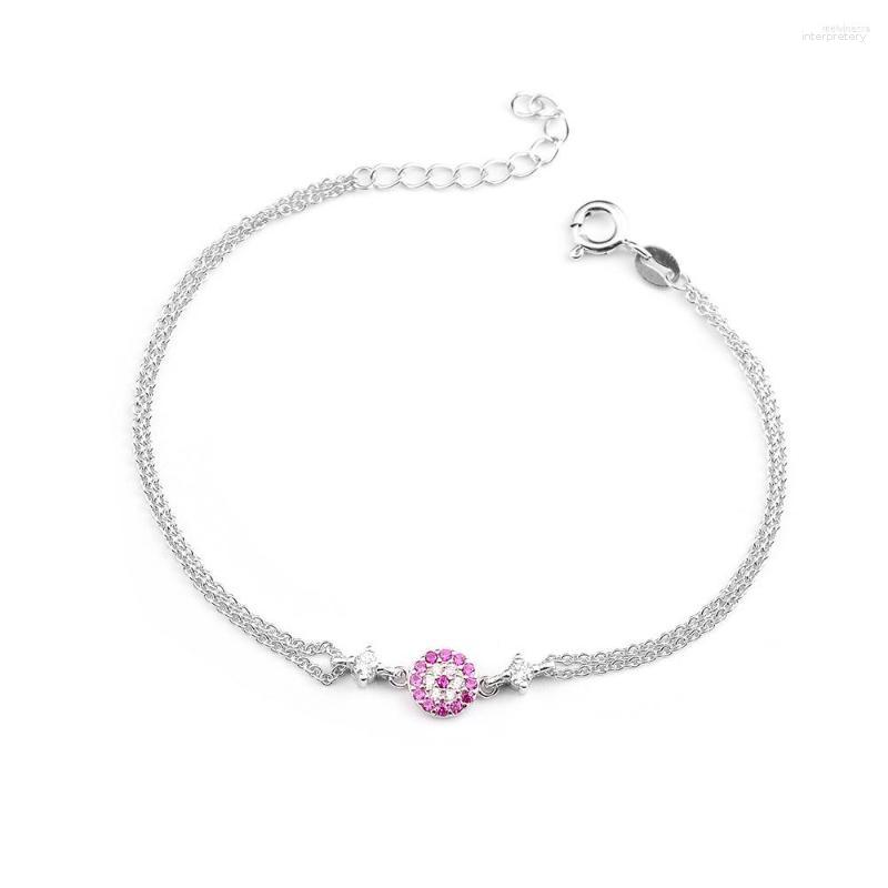 

Link Bracelets YBjewelry Sterling Silver 925 Adjustable Bracelet Unique Charm Designer Charms Pink 16.5cm 3cm ID 40355