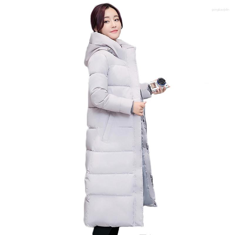 

Women's Trench Coats Solid Color Down Cotton Coat Women 2023 Winter Korean Loose Outerwear Hooded Zipper Thicken Mid-length Jacket Female, Black