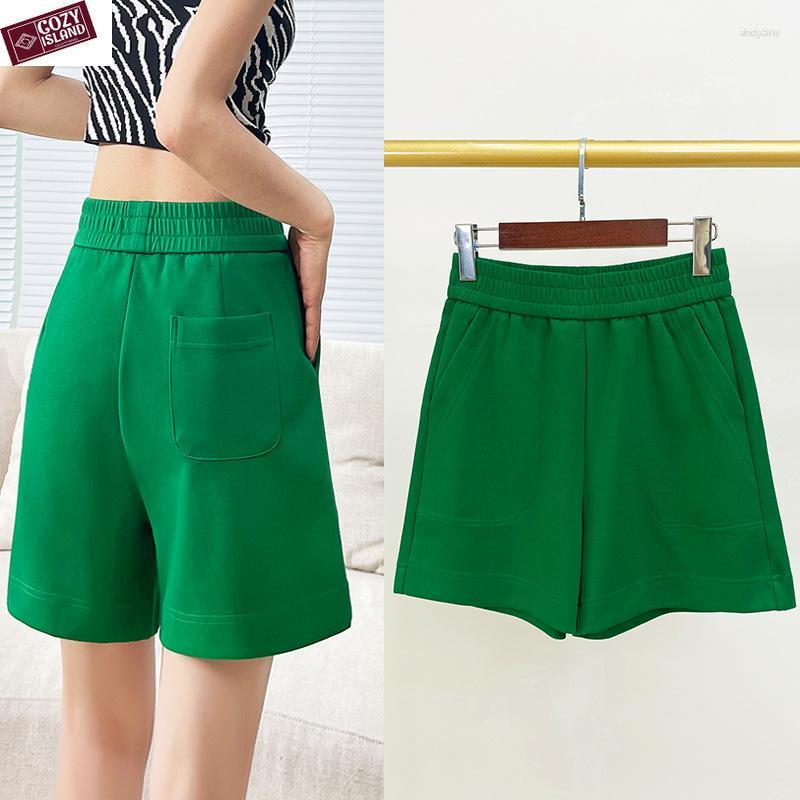 

Women's Shorts Women's For Women Elastic Waist Summer Viscose Casual Pink Wide-leg Thin Large Half Trousers Sports Straight Green Short