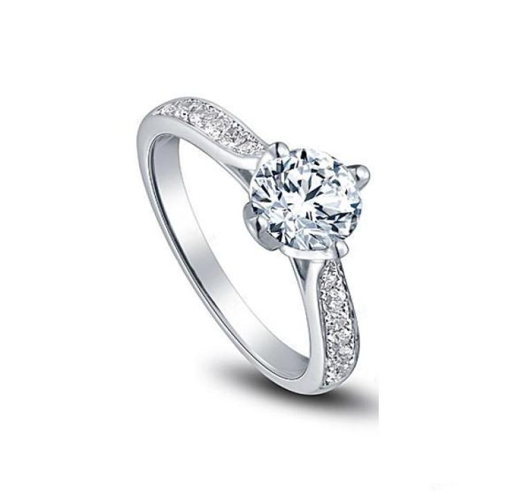 

Fine rings US GIA certificate 18K white gold 1 ct moissanite engagement for womenhearts and arrowswedding diamond rings2449149