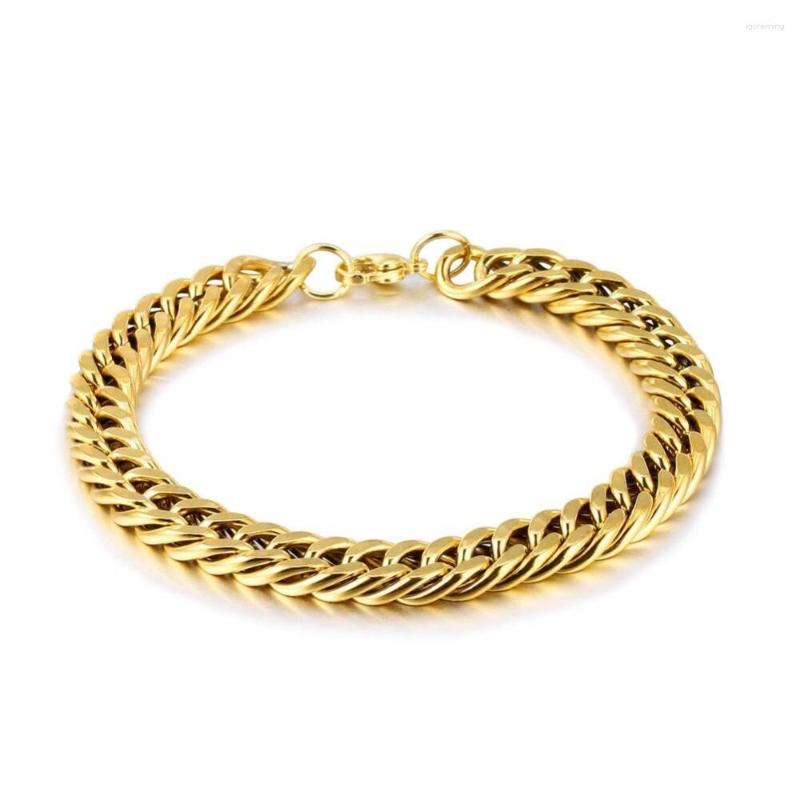 

Charm Bracelets MxGxFam ( 21 Cm X 7 Mm ) 316L Titanium Steel Heavy Chain Jewelry For Men Fashion Gold Color No Fade