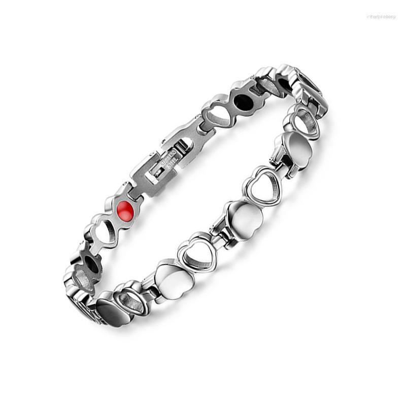 

Link Bracelets Love Shape Sliver Unisex Magnetic Bracelet- Health Energy EMF Protection Men Women Bracelet Charm Jewelry Hand-on Wristband
