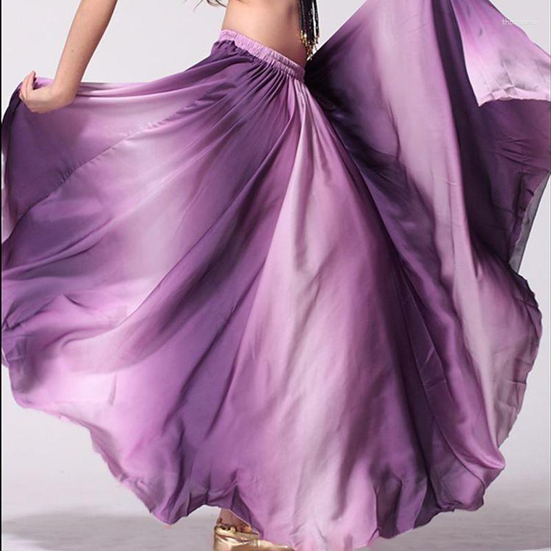 

Stage Wear Women's Dance Performing Exercises Skirt Belly Clothing Gradient Big, Blue