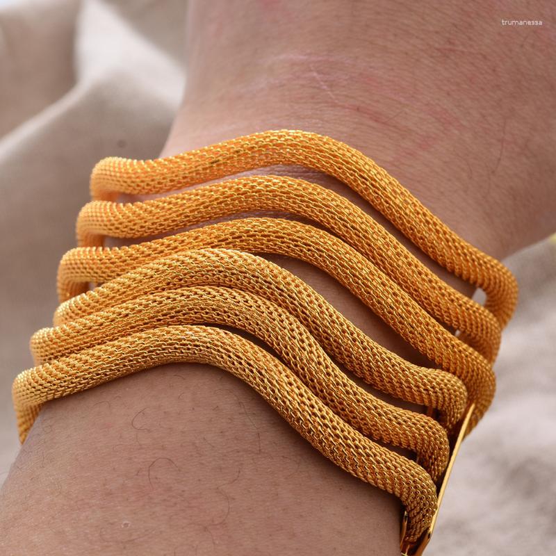 

Bangle 1pcs Luxury 24K Bending Bangels Dubai Gold Color Bangles For Women Girls Wife Bride Bracelets Jewelry GiftBangle Raym22