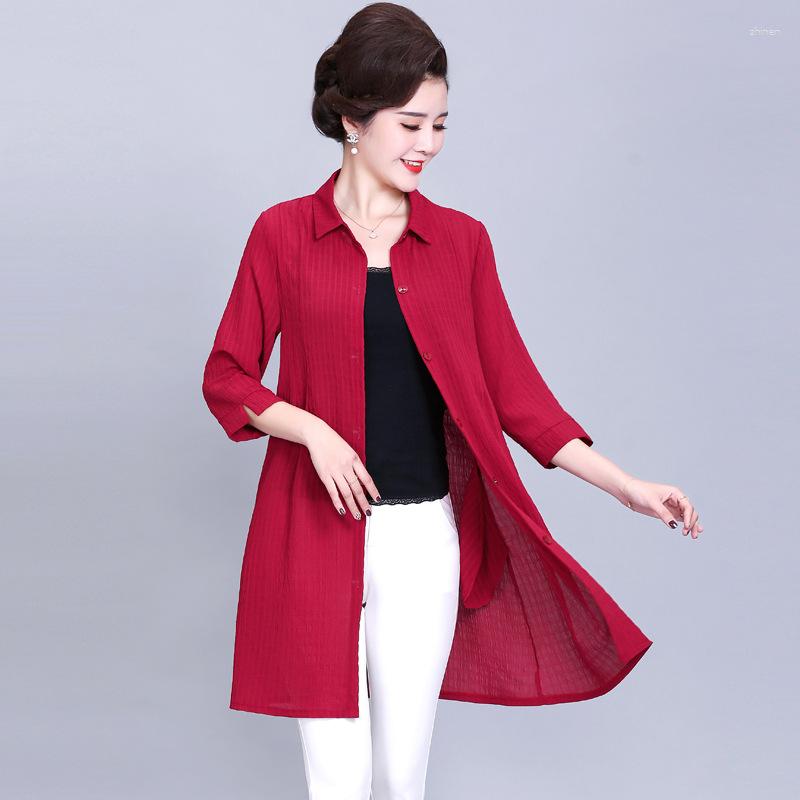 

Women's Blouses For Women Fashion 2023 Summer Mid-length Shirts Clothing Women's Sunscreen Outer Shawl Top Ropa De Mujer, Fuchsia