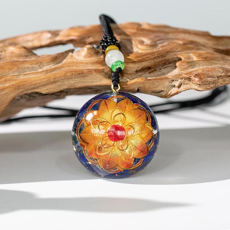 

Pendant Necklaces Lotus Flower Necklace Orgonite Healing Gemstone Amulet Lapis Lazuli For Protection And Health