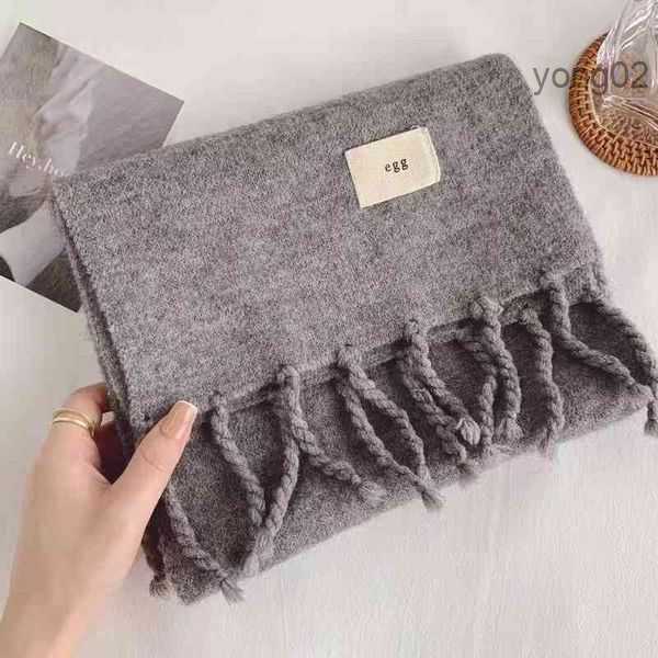 

Egg Korean dongdamen solid color knitted wool scarf Korean autumn and winter versatile thickened warm tassel shawl 3V7XW