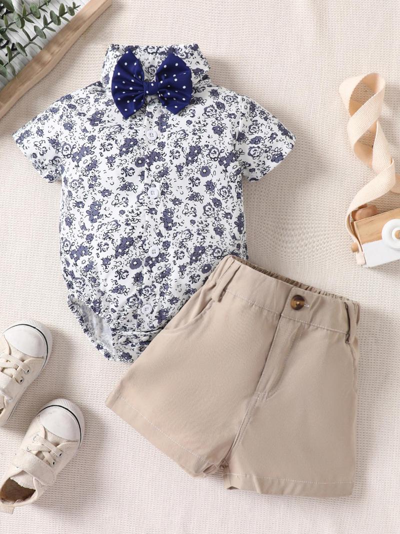 

Clothing Sets Baby Boy Hawaiian Outfit Coconut Print Short Sleeve Button Down Shirt Top Casual Shorts Summer Beach Clothes Set 1-6T (Khaki