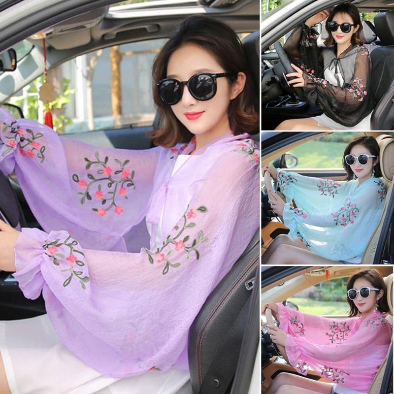 

Scarves Summer Embroidered Floral Arm Warmers Casual Long Shirt Beach Shawl Driving Scarf Sun Protection Sleeves