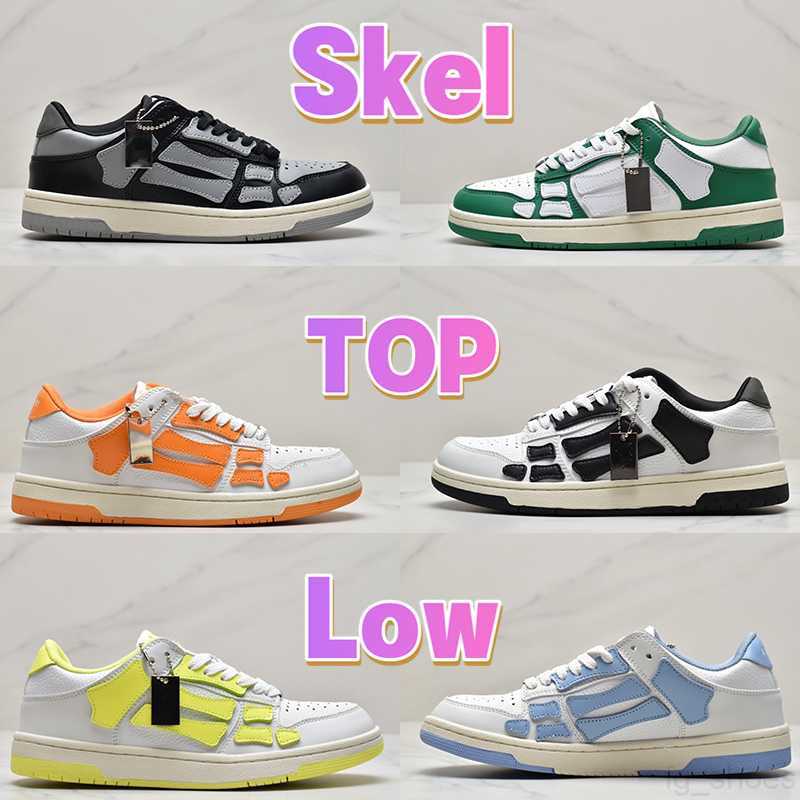 

Designer Casual Shoes Men Women Skel Top Low Sneakers Mens Genuine Leather Sneaker Black Grey White Green Lilac Orange Lime Red Light Blue Luxury Sports Trainers, 10# white blue